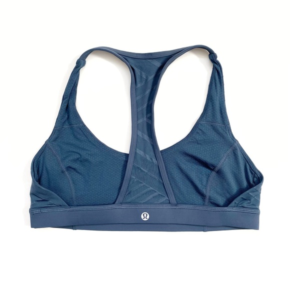 Lululemon blue hot like angi stripe round scoop neck racerback sports bra - Picture 2 of 4